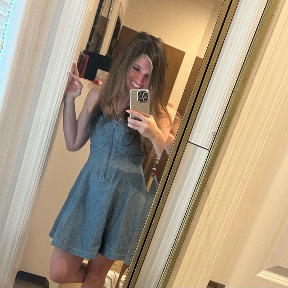 Blue Sweetheart Neck Sleeveless Mini Sundress
